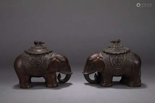 CHINESE BRONZE ELEPHANT CENSER ,14.5X7.5X11.5CM 2230G