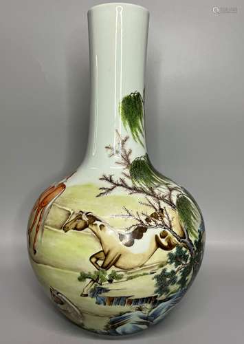 CHINESE FAMILLE ROSE VASE , H 33CM