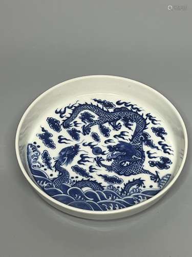 CHINESE BLUE AND WHITE PLATE ,D 15.8CM