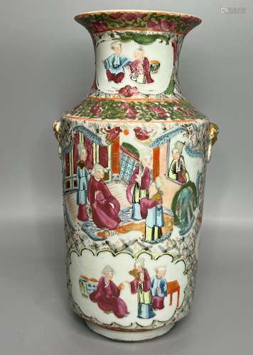 CHINESE FAMILLE ROSE VASE , H 22.5CM