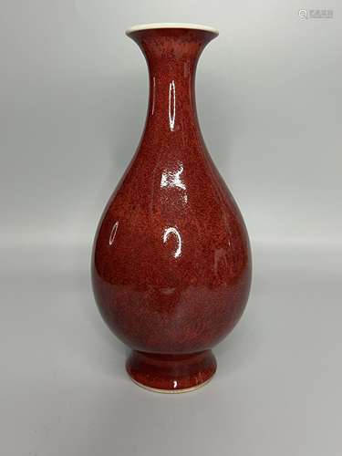 CHINESE OX BLOOD GLAZED VASE ,H 22CM