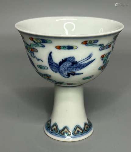 CHINESE DOUCAI CUP ,D 8CM ,H 8.8CM