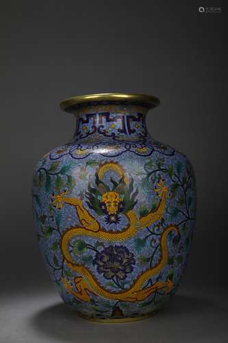 CHINESE CLOISONNE VASE , 35.5X 26CM WEIGHT 9060 GRAMS