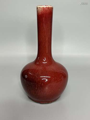 CHINESE OX BLOOD GLAZED BOTTLE VASE ,H 16.5CM