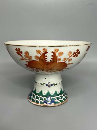 CHINESE FAMILLE ROSE HIGH FOOT BOWL , D 16CM , H 11.6CM