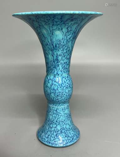 CHINESE ROBIN EGG GLAZED VASE ,H 14 CM