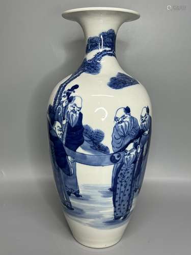 LARGE CHINESE BLUE AND WHITE VASE,H 34CM ,D 15CM