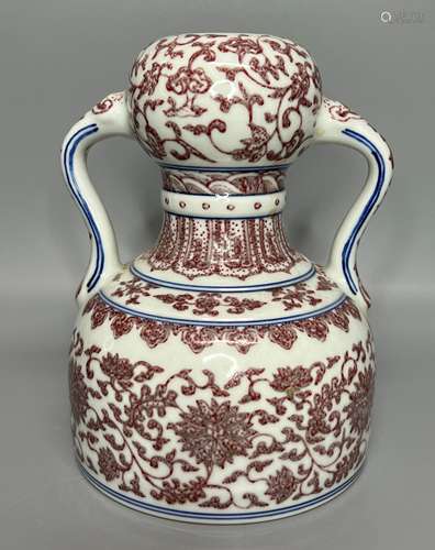 CHINESE UNDERGLAZED RED VASE ,H 19CM