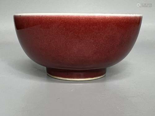 CHINESE OX BLOOD GLAZED BOWL ,D 11.2CM H 5.4CM