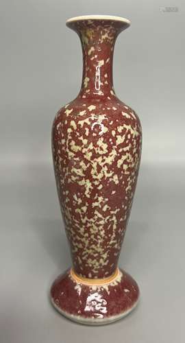 CHINESE OX BLOOD GLAZED SLIM VASE ,H 16CM