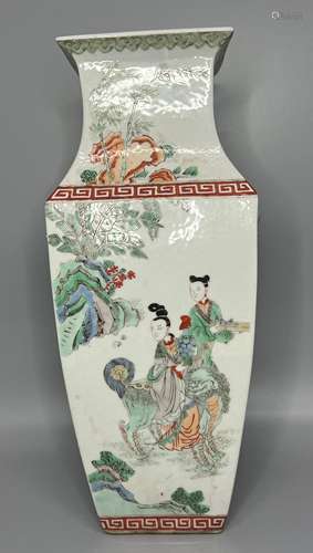 CHINESE FAMILLE ROSE SQUARE VASE , H 40CM D 15.5CM