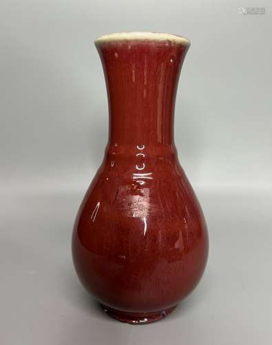 CHINESE OX BLOOD GLAZED VASE ,H 24CM