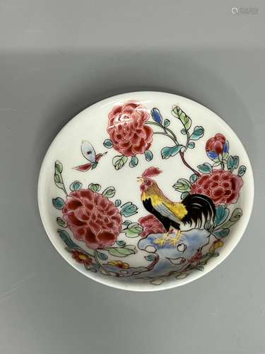 CHINESE FAMILLE ROSE CHICKEN DISH ,D 10CM