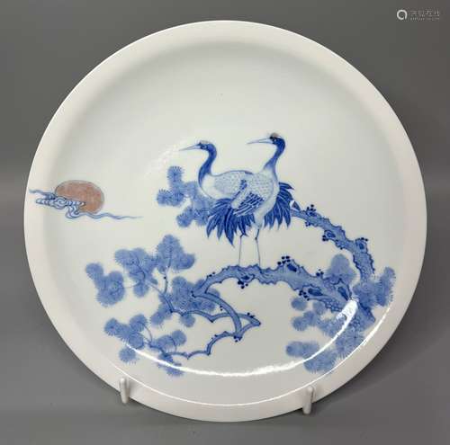 CHINESE BLUE AND WHITE PLATE ,D 24CM