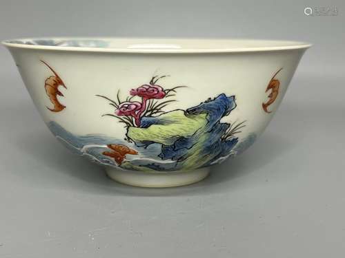 CHINESE FAMILLE ROSE BOWL ,D 15CM ,H 6.5CM