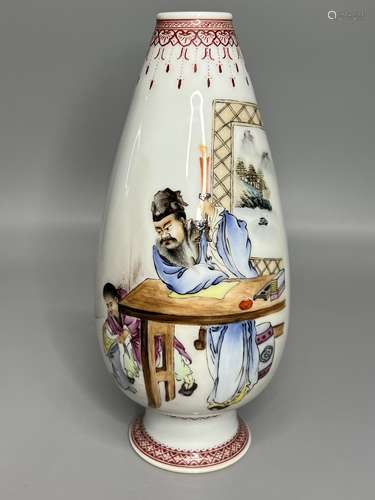 CHINESE FAMILLE ROSE VASE , H 19CM