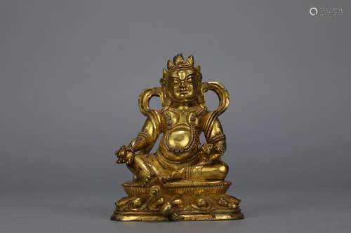 CHINESE BRONZE GILT BUDDHA,10.3X7.6X6.5CM 490G