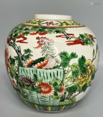 CHINESE FAMILLE VERTE GINGER JAR ,H 16.5CM