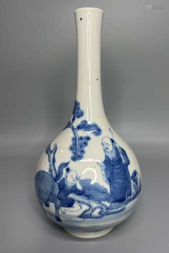 CHINESE BLUE AND WHITE VASE , H 23.5CM