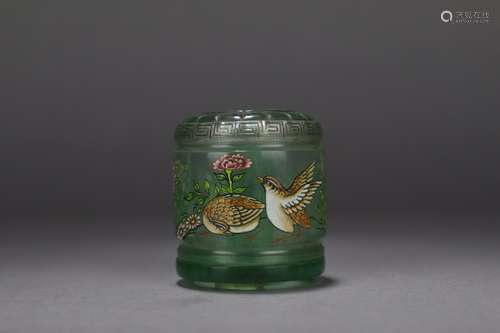 CHINESE PEKING GLASSES ARCHERY RING BOX ,5.8X6.7CM