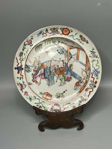 CHINESE FAMILLE ROSE PLATE, D 20CM