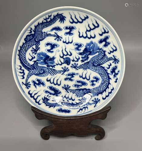 CHINESE BLUE AND WHITE PLATE ,D 16.5CM