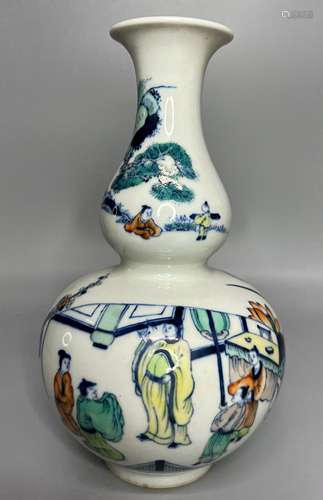 CHINESE DOUCAI VASE ,H 20.2CM