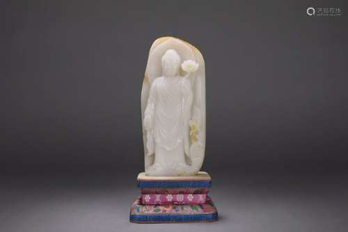 CHINESE JADE BUDDHA , 8.5 X 18.5 X 2.6 CM