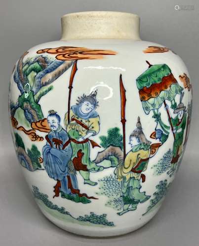 CHINESE DOUCAI VASE ,H 23CM D 19CM