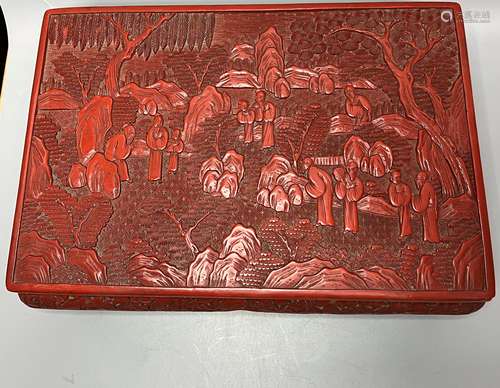 CHINESE CINNABAR LACQUER TABLE ,40CM X 27.5CM X 12CM