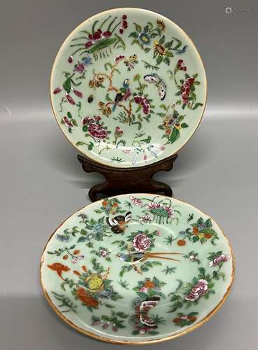 PAIR OF CHINESE FAMILLE ROSE PLATE,D 18CM