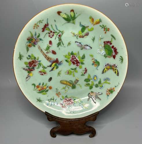 CHINESE FAMILLE ROSE PLATE ,D 25CM