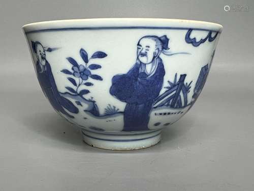 CHINESE BLUE AND WHITE BOWL ,HAND PAINTED FIGURES ,D 11.5CM ...