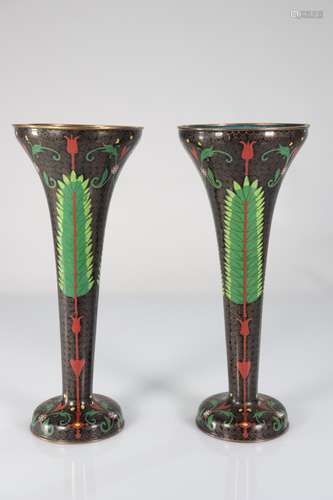 China - Pair of cloisonne vases - circa 1900