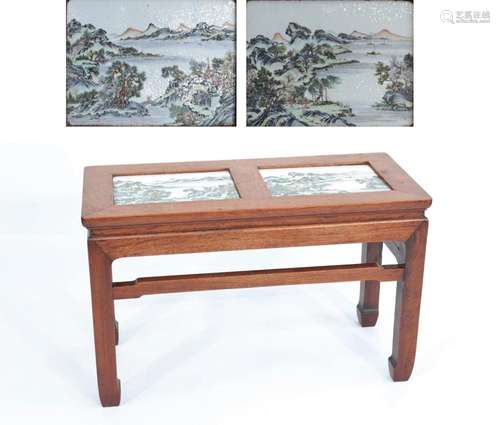 China rare table decorated with porcelain panels decor of la...