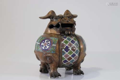 China - Fô dog cloisonne incense burner - Qing period