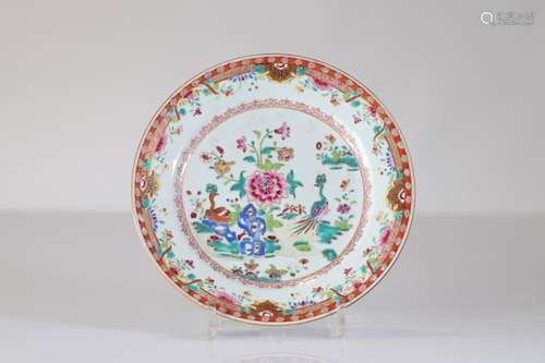 18th century famille rose plate decorated with flowers and b...