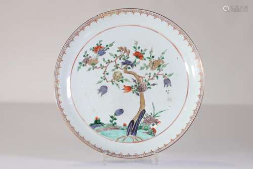 18th century porcelain plate decorated with a tree