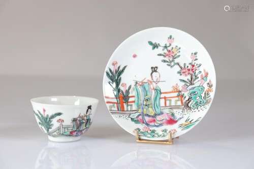 18th century Chinese porcelain bowl and under bowl decorated...