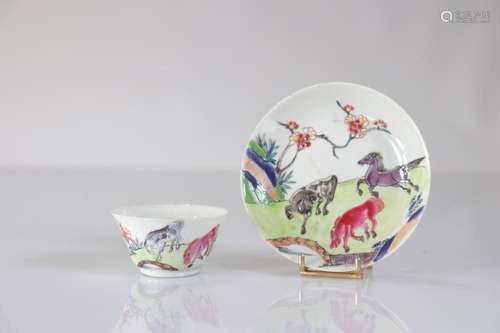 Bowl and saucer in 18th century Chinese porcelain decorated ...