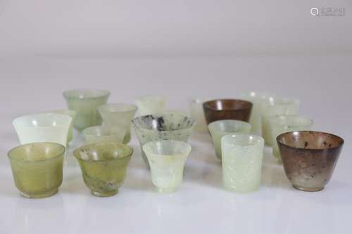 Collection of 19 jade bowls/glasses