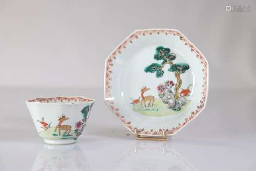 Bowl and saucer in 18th century Chinese porcelain decorated ...