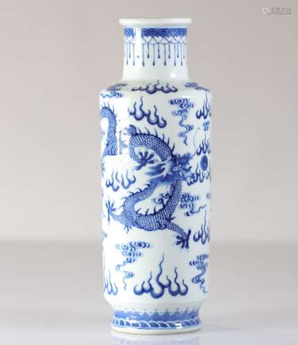 China blanc bleu porcelain vase decorated with dragons