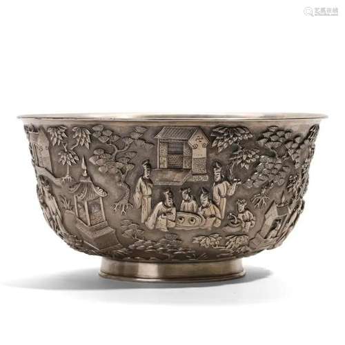 A HIGH-RELIEF SILVER 'FIGURES' BOWL