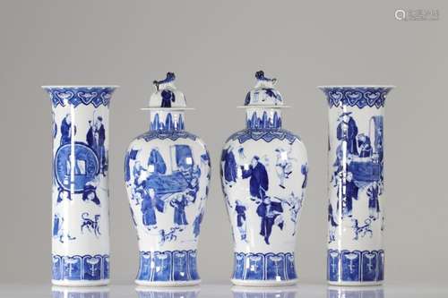 China covered potiches and vases in white blue porcelain cha...