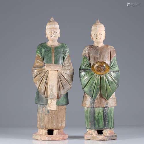 China pair of glazed sandstone statues from the Ming period ...