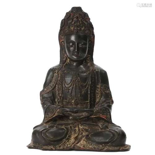 A BRONZE FIGURE OF SEATED BODHISATTVA