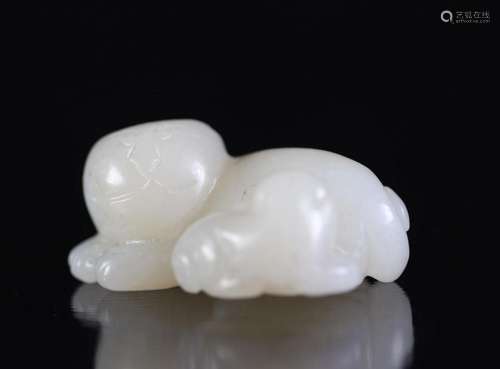 China white jade pendant cats Qing period