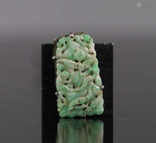 China jade pendant French setting in platinum