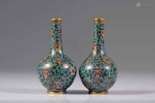 China pair of 19th century cloisonne vases